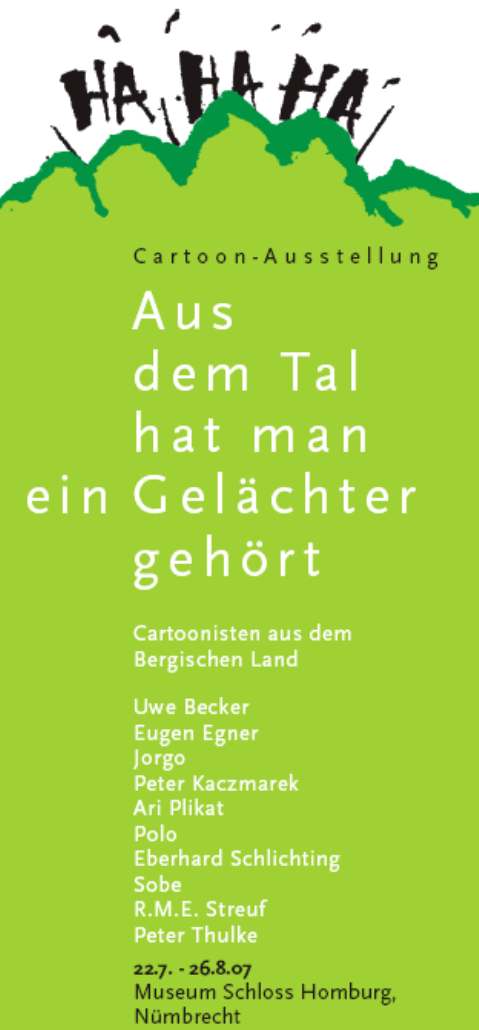 Titelseite des Flyers zur Ausstellung der Cartoonisten aus dem Bergischen Land