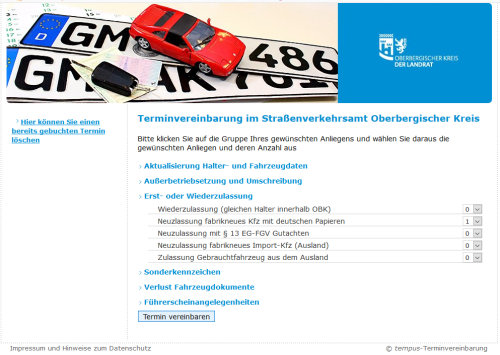 Die Terminvereinbarung ist ab dem 4. Juni 2018 online unter www.obk.de/sva und an Buchungsterminals im Straßenverkehrsamt möglich. (Foto: OBK)