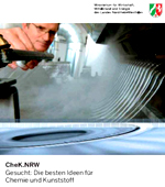 Die Grafik zeigt die Titelseite der Broschüre Chek.NRW2007 - Gesucht. Die besten Ideen für Chemie und Kunststoff.
