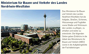 Ausschnitt aus der Homepage des Ministeriumsw für Bauen und Verkehr des Landes NRW