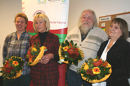 Die Standortlotsen in Wiehl-Bielstein: (v.l.n.r.) Ute Kirchner, Ursula Haas, Gerhard Torkler, Angela Nikola (Foto: OBK) 