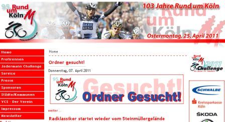 Verkleinerte Darstellung der Homepage "Rund um Köln" mit Link zur Homepage