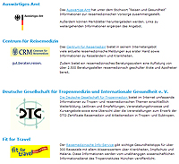 Ausschnitt aus der Internetseite "Reisemedizin" des Oberbergischen Kreises