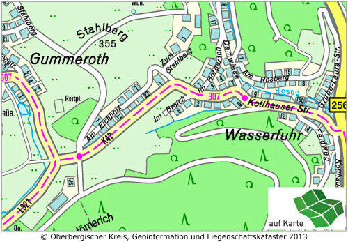 Ortslage Gummersbach/Wasserfuhr. (Karte: Rio)