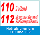 Logo Notfallnummern 110 Polizei und 112 Feuerwehr und Rettungsdienst