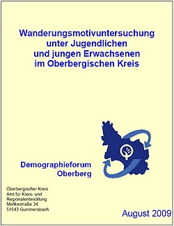 Titelseite der "Wanderungsmotivuntersuchung unter Jugendlichen und jungen Erwachsenen im Oberbergischen Kreis"