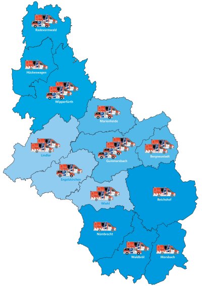 Standortkarte Notfallrettung Oberbergischer Kreis Stand 01/2025