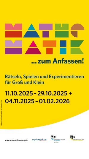 Mit der Sonderausstellung "Mathematik zum Anfassen" lädt das Museum und Forum Schloss Homburg Groß und Klein ein, Mathematik einmal völlig neu zu erleben. (Foto/Grafik: OBK/Mathematikum/Rolf K. Wegst)  