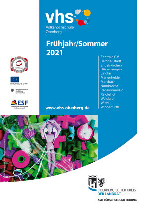 Titelbild des Programmhefts der VHS Oberberg für das Frühjahrsemester 2021 (Foto/ Grafik: VHS-Oberberg)