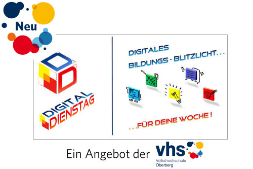 Mit diesem bunten Logo macht die VHS Oberberg auf den neuen Digital Dienstag aufmerksam. (Grafik/ Foto: VHS Oberberg) 