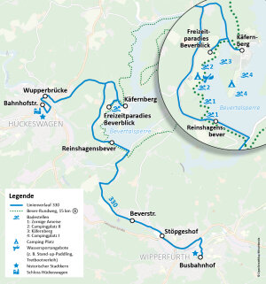 Der "Beverbus", die neue OVAG-Linie 330, verbindet jetzt als Testphase die Städte Hückeswagen und Wipperfürth mit der beliebten Bevertalsperre. (Foto/Grafik: OVAG) Der "Beverbus", die neue OVAG-Linie 330, verbindet jetzt als Testphase die Städte Hückeswagen und Wipperfürth mit der beliebten Bevertalsperre. (Foto/Grafik: OVAG)