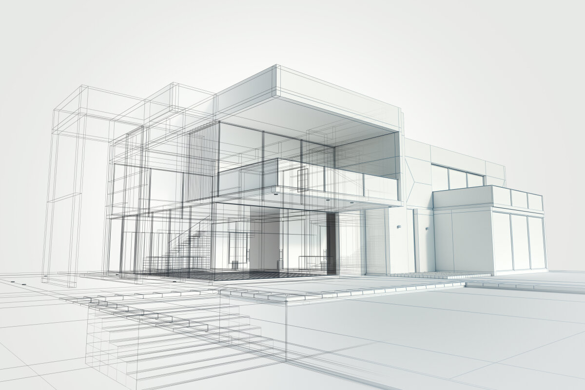 Modern house abstract rendering