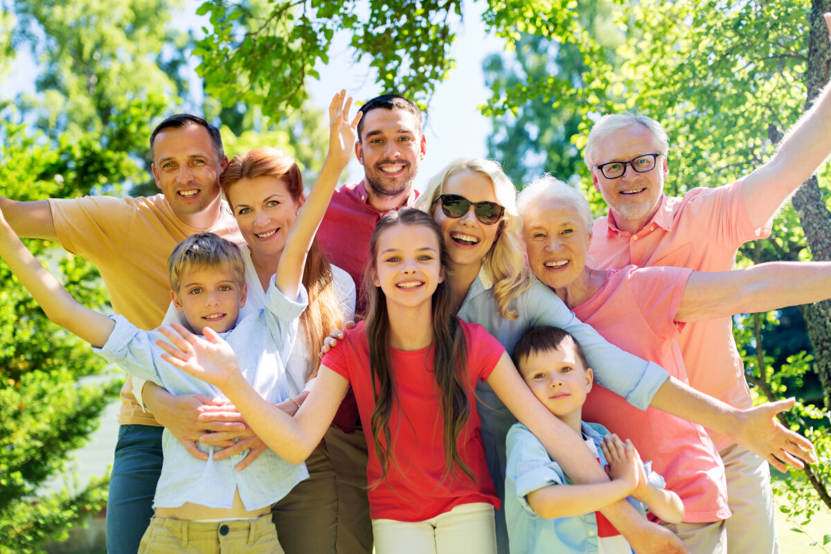 happy family portrait in summer garden