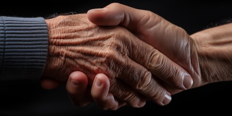Alter Mann gibt jungem Mann die Hand - Handschlag - Nachfolger