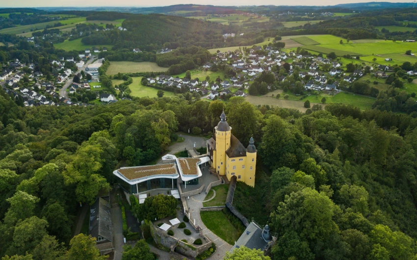 Aerial view from the castle Homburg in Nuembrecht-Germany